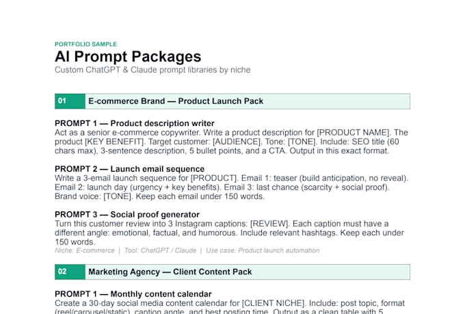 create a custom prompt pack to automate your business content and workflows